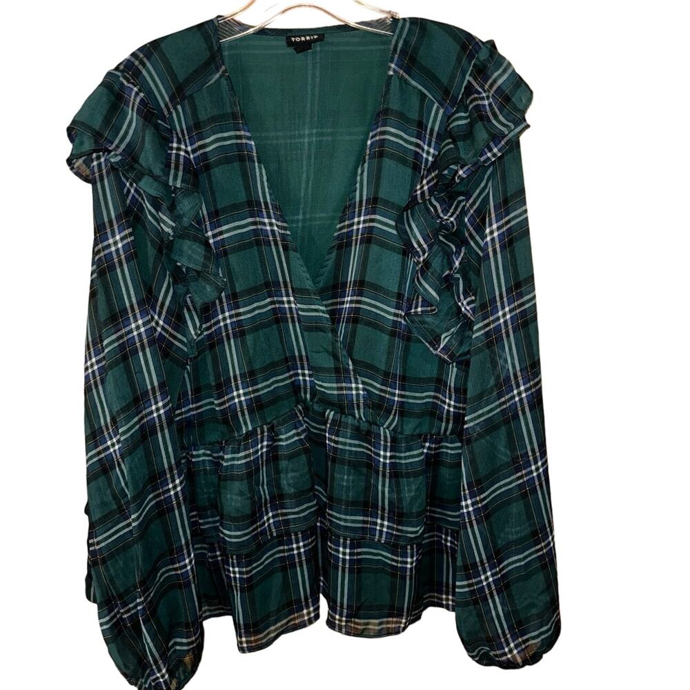 Torrid Green Plaid Short Sleeve Top